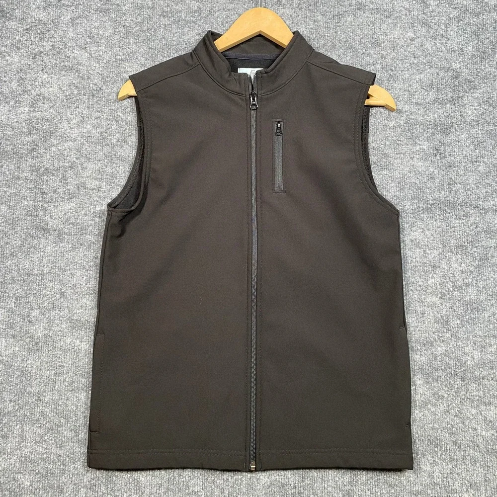 Class Club Boys Black Softshell Full Zip Vest Mock Neck Size 14/16 F14CL260B NEW